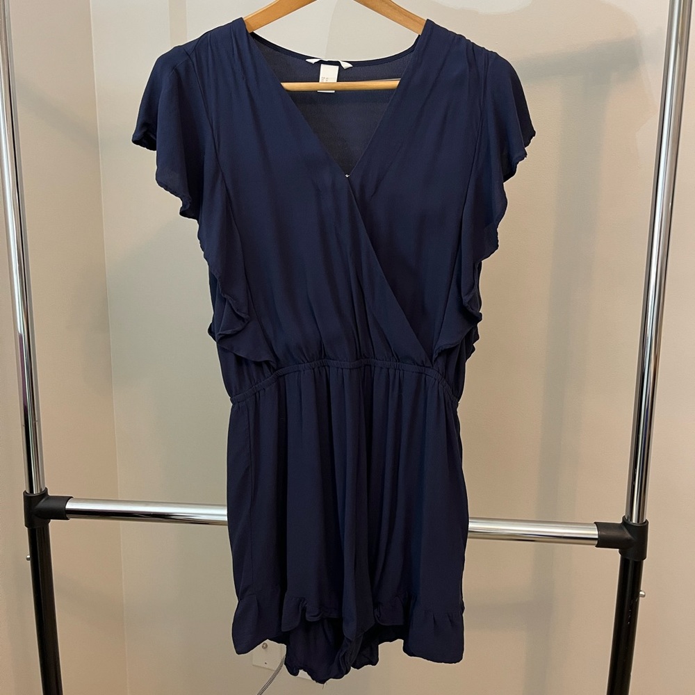 H&M Navy Ruffled Romper size 10